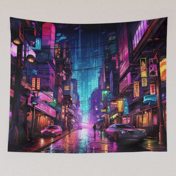 Item preview, Neon Cyberpunk Tokyo Street Unleashed at Night designed and sold by zand-n-zive.