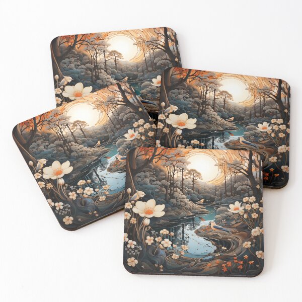 Item preview, japanese asian artwork florals and birds. abstract, christmas, designed and sold by Adorn Prints.