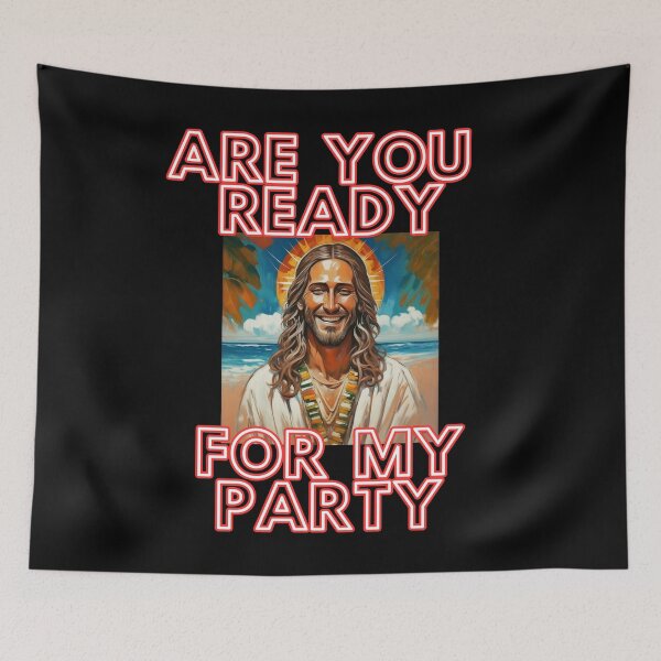 Item preview, Are you ready for my party ask Jesus on the beach Xmas christian funny gifts designed and sold by thankful-loco.