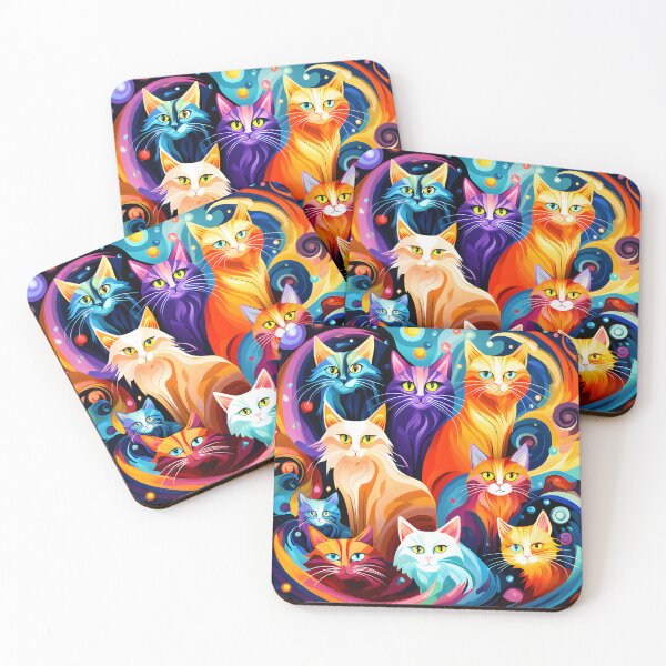 Item preview, Abstract style picture of a Clowder of Cats designed and sold by Petalandfur.