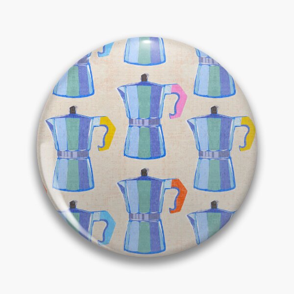 Item preview, Italian Coffee Maker block print pattern 1. tonal blue designed and sold by Dominiquevari.