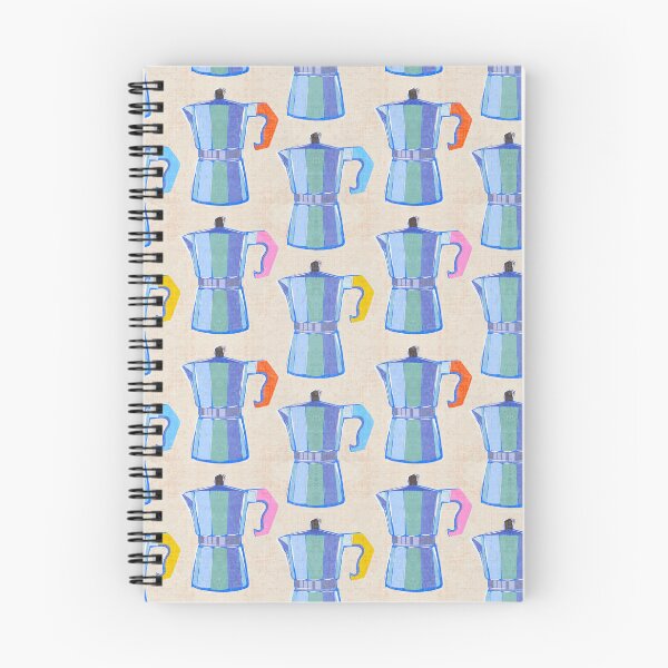 Item preview, Italian Coffee Maker block print pattern 1. tonal blue designed and sold by Dominiquevari.