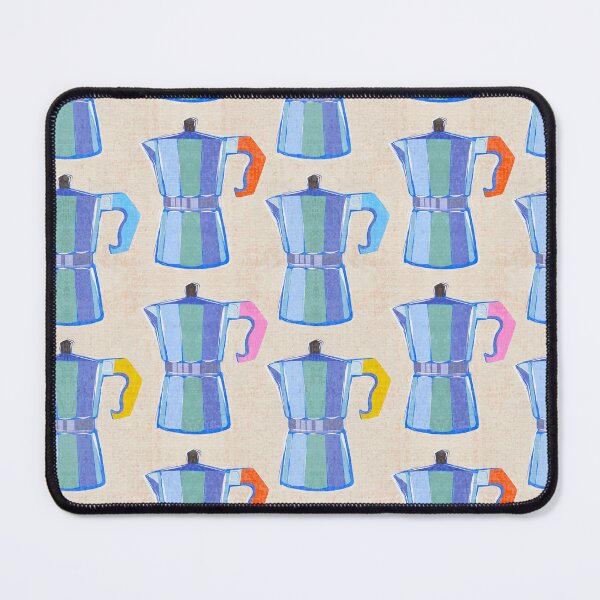 Item preview, Italian Coffee Maker block print pattern 1. tonal blue designed and sold by Dominiquevari.