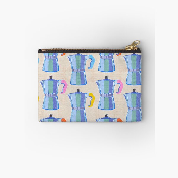 Item preview, Italian Coffee Maker block print pattern 1. tonal blue designed and sold by Dominiquevari.