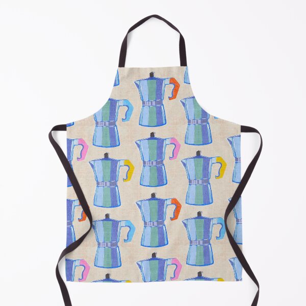 Item preview, Italian Coffee Maker block print pattern 1. tonal blue designed and sold by Dominiquevari.