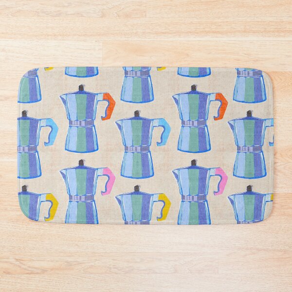 Item preview, Italian Coffee Maker block print pattern 1. tonal blue designed and sold by Dominiquevari.