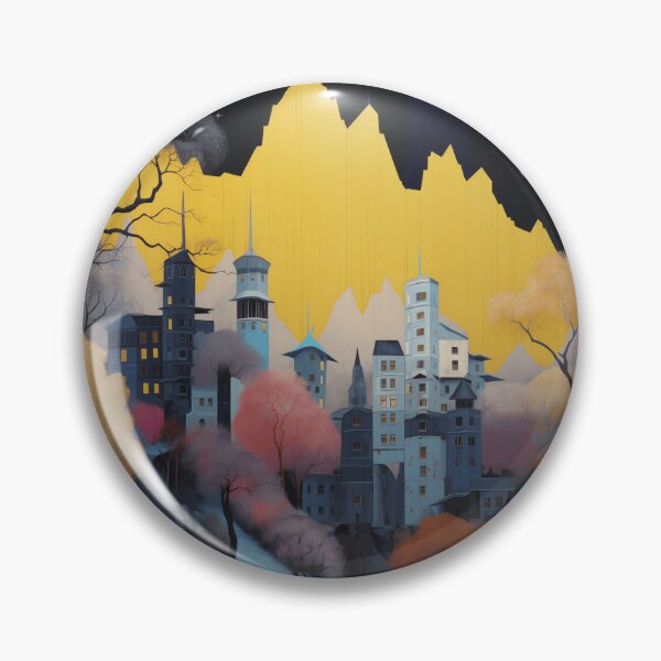 Item preview, Negative Effect Collage Style Landscape of Nature with Mountains at Night and Buildings of City designed and sold by Je-we.