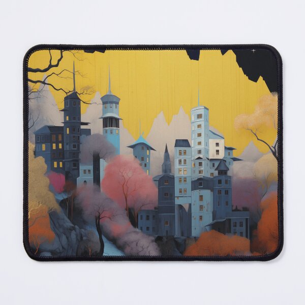 Item preview, Negative Effect Collage Style Landscape of Nature with Mountains at Night and Buildings of City designed and sold by Je-we.