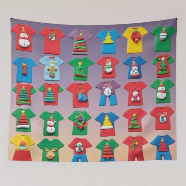 Item preview, Advent Christmas graphics board with Christmas ornaments made of plasticine on t-shirts  designed and sold by JaroDesign2023.