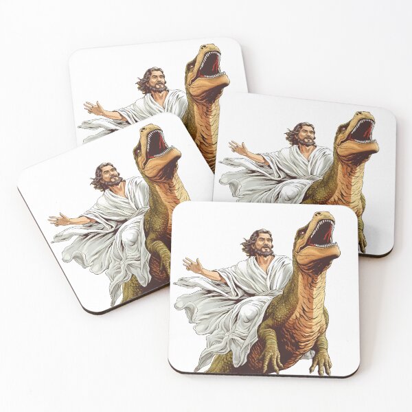 Item preview, Jesus ridding Dinosaur T Rex designed and sold by Julia Smorochynska.