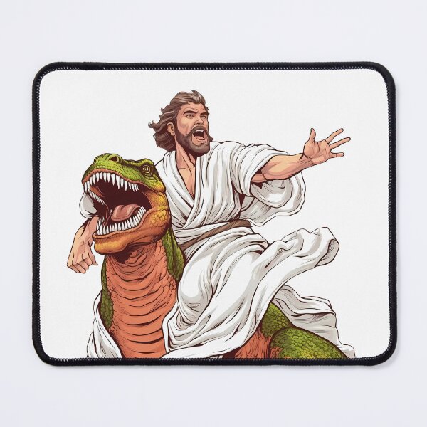 Item preview, Jesus ridding Dinosaur T Rex designed and sold by Julia Smorochynska.