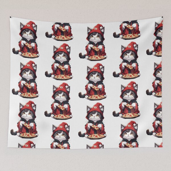 Item preview, Kawaii Cute Cat In A Hat Eating Pizza, For Cat Lovers, and Pizza Lovers designed and sold by ColorFlick.