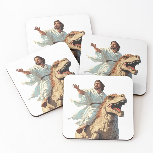 Item preview, Jesus ridding Dinosaur T Rex designed and sold by Julia Smorochynska.