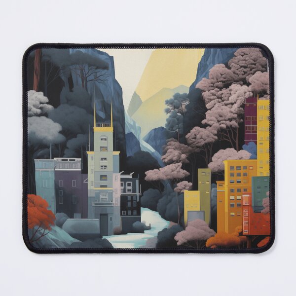 Item preview, Negative Effect Collage Style Landscape of Nature with Mountains at Night and Buildings of City designed and sold by Je-we.