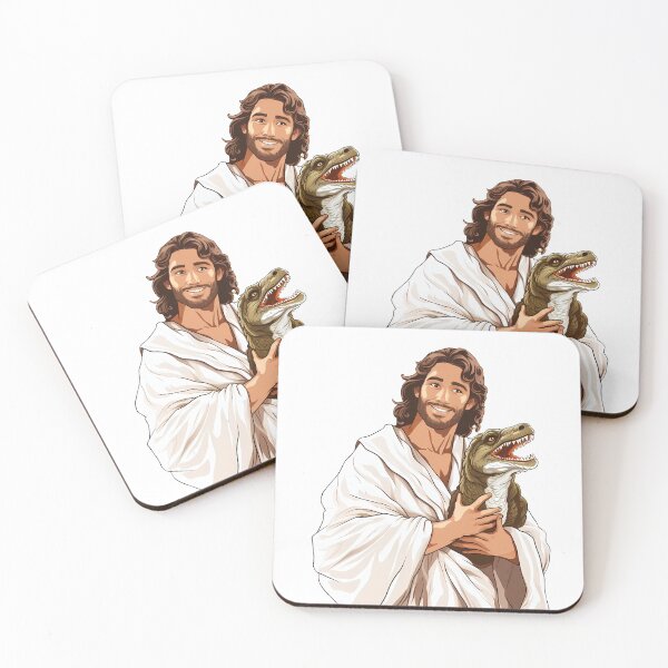 Item preview, Jesus with baby Dinosaur T Rex Retro Funny Christian designed and sold by Julia Smorochynska.