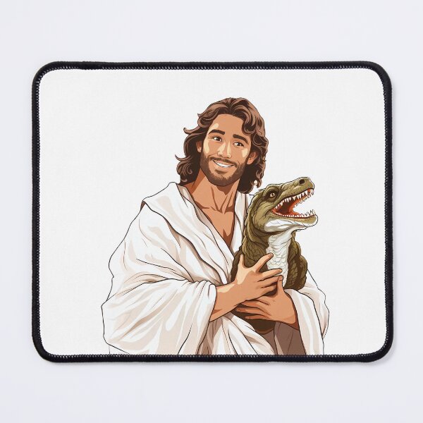 Item preview, Jesus with baby Dinosaur T Rex Retro Funny Christian designed and sold by Julia Smorochynska.