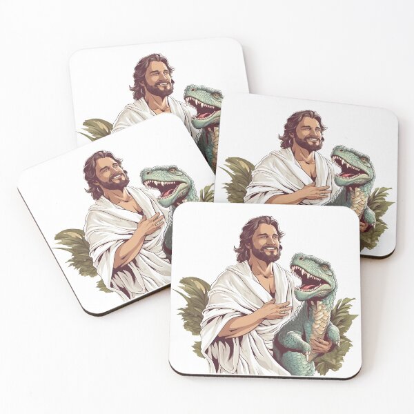 Item preview, Jesus with baby Dinosaur T Rex Retro Funny Christian designed and sold by Julia Smorochynska.