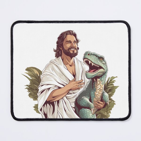 Item preview, Jesus with baby Dinosaur T Rex Retro Funny Christian designed and sold by Julia Smorochynska.