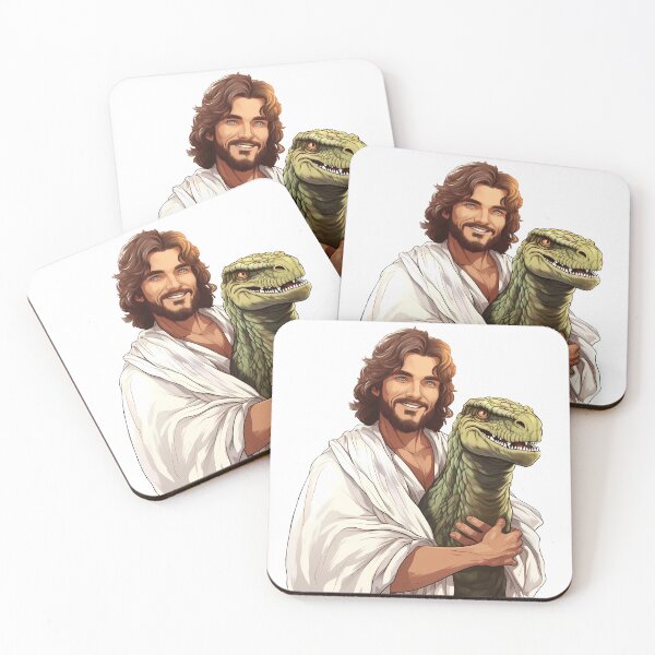Item preview, Jesus with baby Dinosaur T Rex Retro Funny Christian designed and sold by Julia Smorochynska.