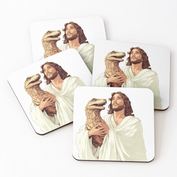 Item preview, Jesus with baby Dinosaur T Rex Retro Funny Christian designed and sold by Julia Smorochynska.