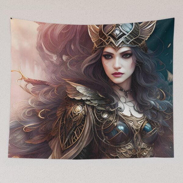 Item preview, Warrior's Grace: Valkyrie in Bronze Armor - Pink and Teal Fantasy designed and sold by LeighEvalynn.