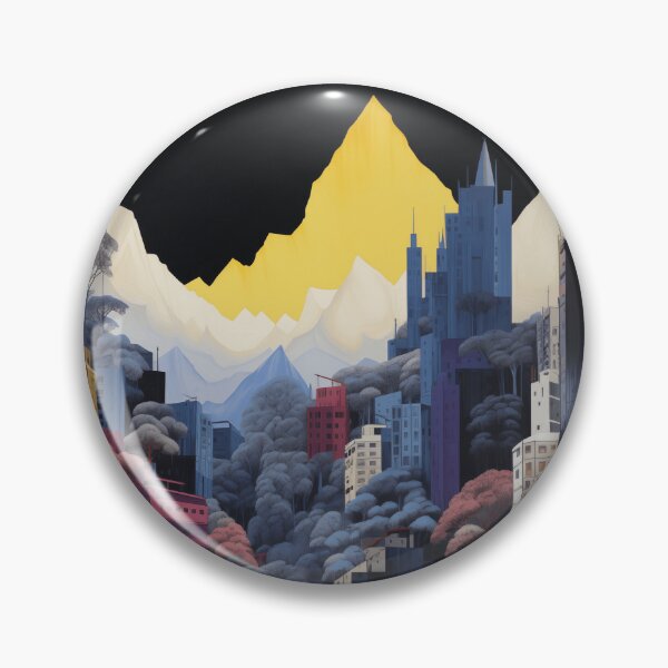 Item preview, Negative Effect Collage Style Landscape of Nature with Mountains at Night and Buildings of City designed and sold by Je-we.