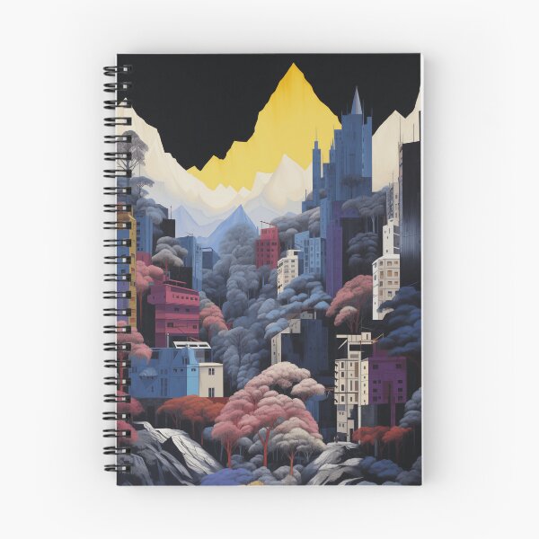 Item preview, Negative Effect Collage Style Landscape of Nature with Mountains at Night and Buildings of City designed and sold by Je-we.