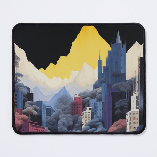 Item preview, Negative Effect Collage Style Landscape of Nature with Mountains at Night and Buildings of City designed and sold by Je-we.