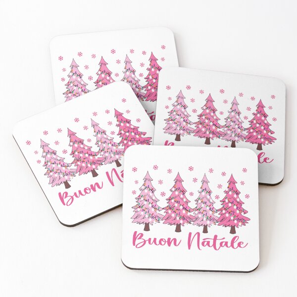 Item preview, Buon Natale Pastel Christmas Trees Italian Pink Holiday Forest Graphic   designed and sold by Bad Kitty Designz.