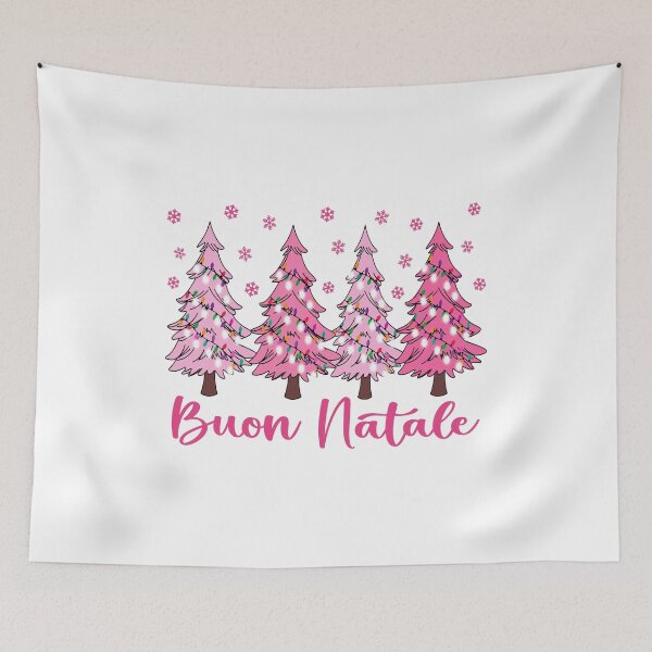 Item preview, Buon Natale Pastel Christmas Trees Italian Pink Holiday Forest Graphic   designed and sold by Bad Kitty Designz.