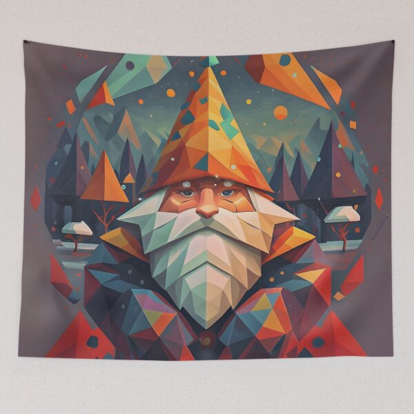 Item preview, Abstract Winter Red Geometric Gnome designed and sold by DragonRealms.