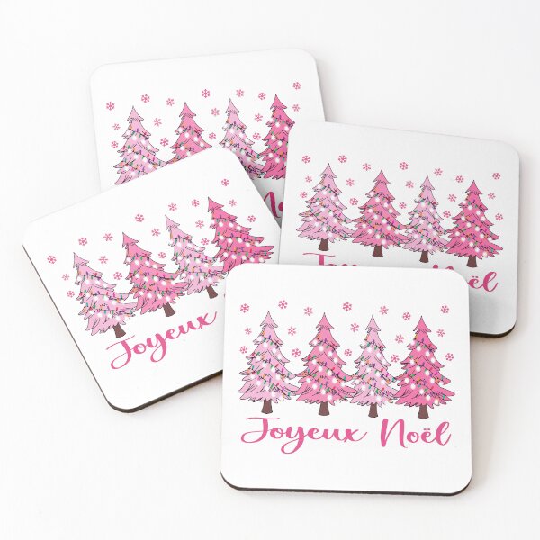 Item preview, Joyeux Noel Pastel Christmas Trees French Pink Winter Forest Graphic designed and sold by Bad Kitty Designz.