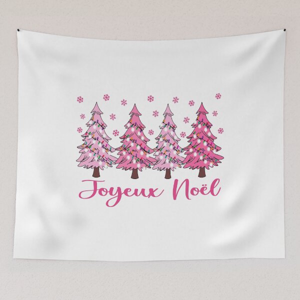 Item preview, Joyeux Noel Pastel Christmas Trees French Pink Winter Forest Graphic designed and sold by Bad Kitty Designz.