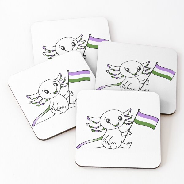 Item preview, Cute Axolotl with Genderqueer Pride Flag LGBTQ+ designed and sold by JoyfulJen.