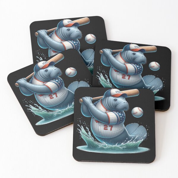 Item preview, Manatee Playing Baseball with Team USA Design designed and sold by SandbarTees.
