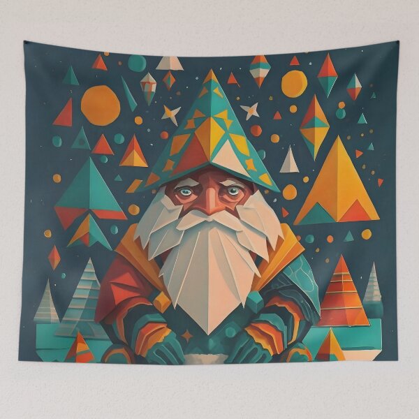 Item preview, Abstract Winter Green Geometric Gnome designed and sold by DragonRealms.