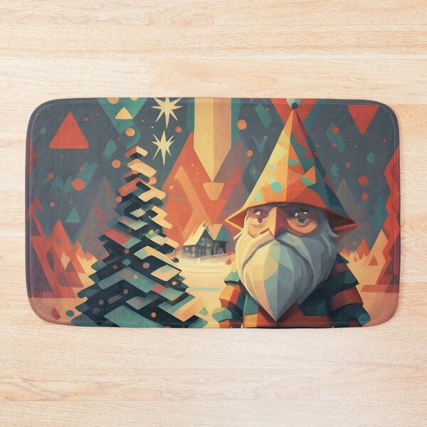 Item preview, Abstract Winter Red Geometric Gnome designed and sold by DragonRealms.
