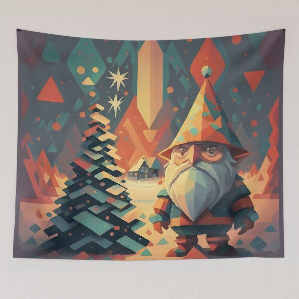 Item preview, Abstract Winter Red Geometric Gnome designed and sold by DragonRealms.