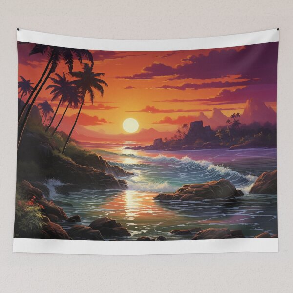 Item preview, Location Art Stunning Sunrise Landscape Modern Oil Painting Sunset Paradise B184 designed and sold by MPCFICTION.