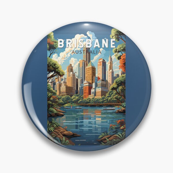 Item preview, Brisbane Australia Travel Art Vintage designed and sold by KrisSidDesigns.