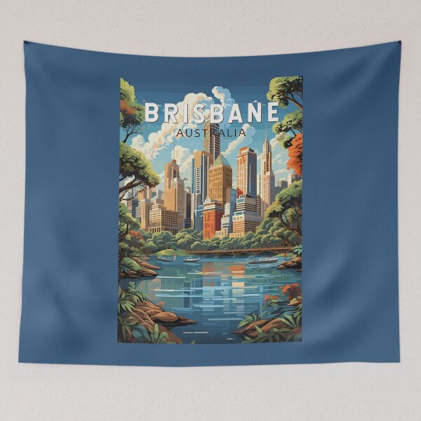 Item preview, Brisbane Australia Travel Art Vintage designed and sold by KrisSidDesigns.