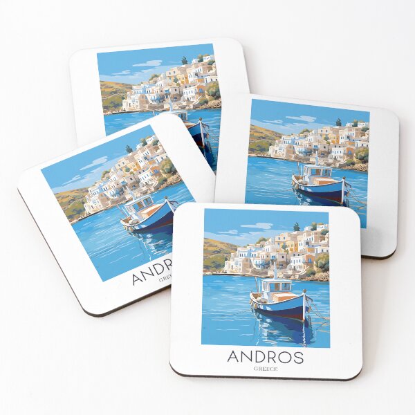 Item preview, A Pop Art Travel Print of Chora Andros Island - Greece designed and sold by StudioRedKoala.