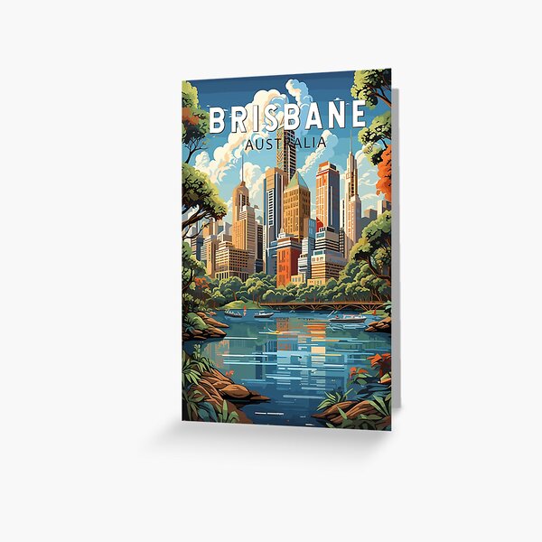 Item preview, Brisbane Australia Travel Art Vintage designed and sold by KrisSidDesigns.