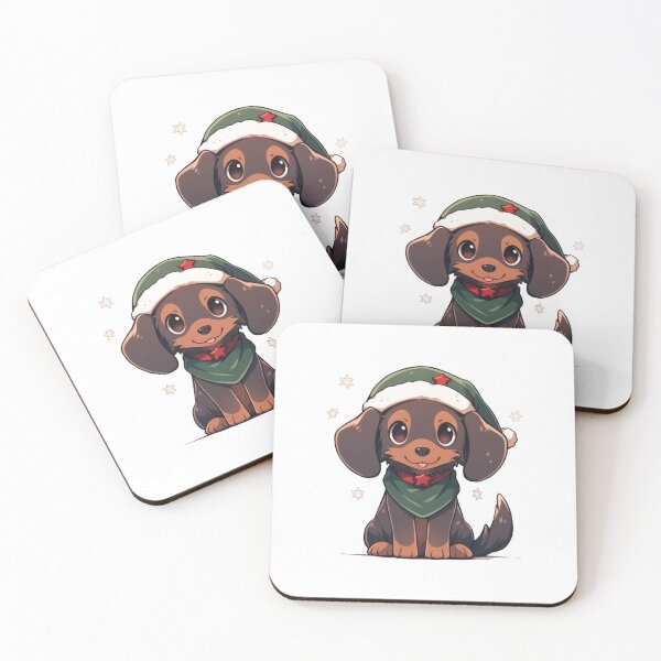 Item preview, Cute Kawaii Happy Dachshund Dog Che Dressed Elf Doggy designed and sold by CozyKawaiiArt.