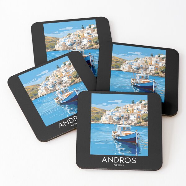 Item preview, A Pop Art Travel Print of Chora Andros Island - Greece designed and sold by StudioRedKoala.