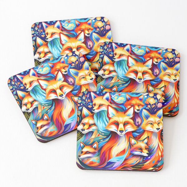 Item preview, Abstract style picture of a Skulk of Foxes designed and sold by Petalandfur.