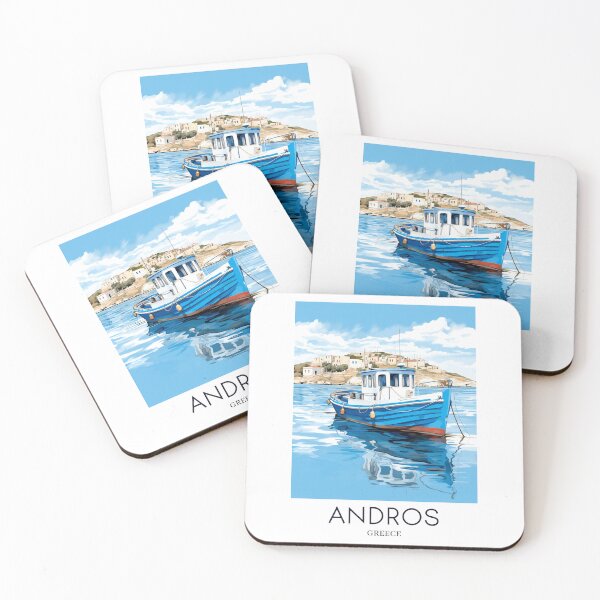 Item preview, A Pop Art Travel Print of Chora Andros Island - Greece designed and sold by StudioRedKoala.