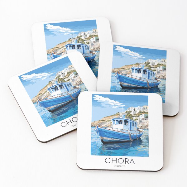 Item preview, A Pop Art Travel Print of Chora Andros Island - Greece designed and sold by StudioRedKoala.