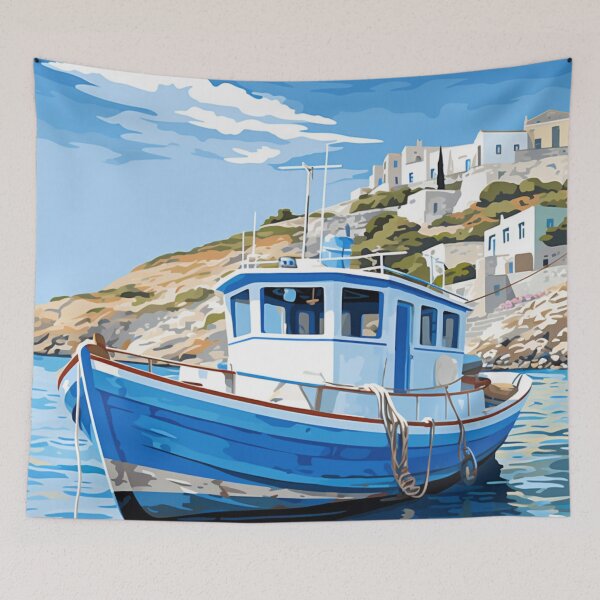 Item preview, A Pop Art Travel Print of Chora Andros Island - Greece designed and sold by StudioRedKoala.