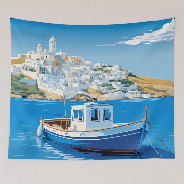 Item preview, A Pop Art Travel Print of Chora Andros Island - Greece designed and sold by StudioRedKoala.
